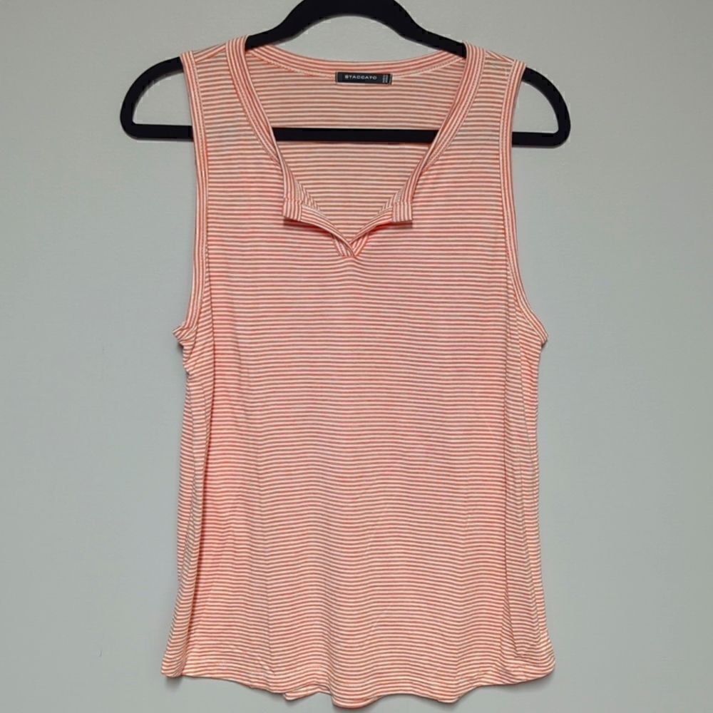 Staccato Orange and White Tank